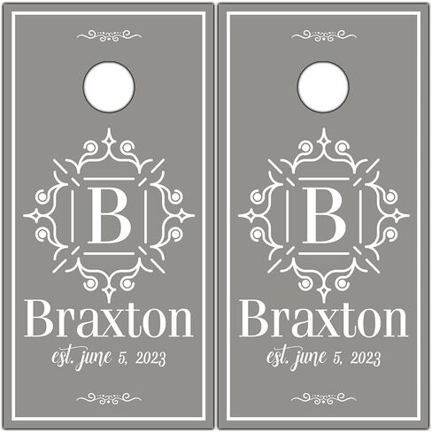 Cornhole Board Wraps and Decals Cornhole Wraps for Boards Set of 2 Corn Hole Decal, Skins Professional Vinyl Cornhole Decal for Boards Covers Sticker Cornhole Vinyl Wraps (Monogram Initial) in Saudi Arabia