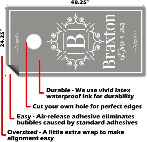 Cornhole Board Wraps and Decals Cornhole Wraps for Boards Set of 2 Corn Hole Decal, Skins Professional Vinyl Cornhole Decal for Boards Covers Sticker Cornhole Vinyl Wraps (Monogram Initial) in Saudi Arabia
