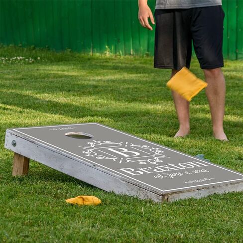 Cornhole Board Wraps and Decals Cornhole Wraps for Boards Set of 2 Corn Hole Decal, Skins Professional Vinyl Cornhole Decal for Boards Covers Sticker Cornhole Vinyl Wraps (Monogram Initial) in Saudi Arabia
