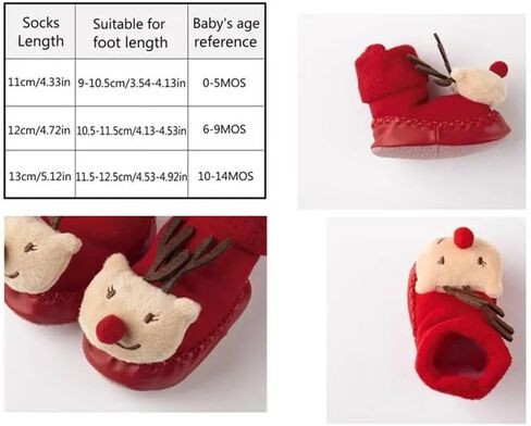 Personalized Baby Cute Christmas Socks, Custom 3D Cartoon Santa Slipper Shoes Socks Name Socks Non-Skid Winter Thick Floor Socks Gifts for Mom and Babies Kids Socks Infant Baby Socks in Saudi Arabia