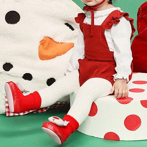 Personalized Baby Cute Christmas Socks, Custom 3D Cartoon Santa Slipper Shoes Socks Name Socks Non-Skid Winter Thick Floor Socks Gifts for Mom and Babies Kids Socks Infant Baby Socks in Saudi Arabia