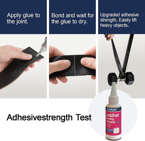 Eastyle Leather Glue Repair Adhesive (60ml) - Permanent, Strong & Waterproof Leather Cement Glue for Sofa, Car Seats, Bag Clear Flexible Bond with Tools(Brushes/Gloves/Sanding Sticks) in Saudi Arabia