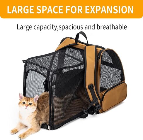Cat Backpack，Expandable Cat Carrier Backpack, Dog Backpack Carrier and Pet Carrier Backpack, Suitable for Cats, Dogs Kitten or Small Dogs, Travel Friendly Puppy Cats Bag (Brown) in Kuwait
