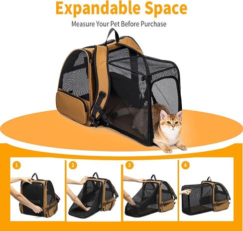 Cat Backpack，Expandable Cat Carrier Backpack, Dog Backpack Carrier and Pet Carrier Backpack, Suitable for Cats, Dogs Kitten or Small Dogs, Travel Friendly Puppy Cats Bag (Brown) in Kuwait