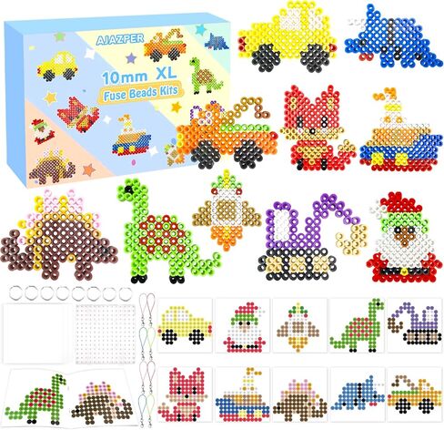 طقم حبات الصمامات مقاس 10 مم للأطفال - ألوان مختلطة فتيل فتيل مركبة مع Pegboard ، وأوراق الكي والملحقات ، والخرز الحديد XL للحرف ، والفنون وحرف DIY للألعاب للأطفال. in Kuwait