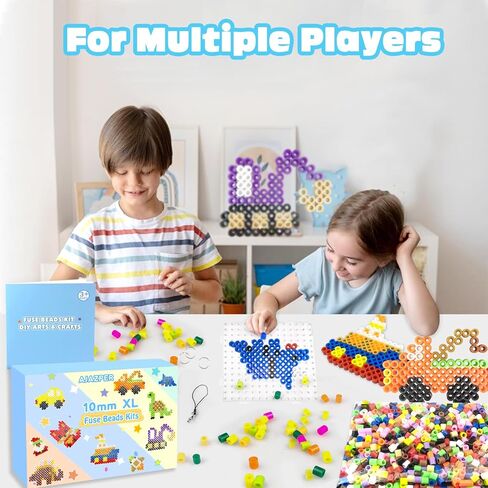 طقم حبات الصمامات مقاس 10 مم للأطفال - ألوان مختلطة فتيل فتيل مركبة مع Pegboard ، وأوراق الكي والملحقات ، والخرز الحديد XL للحرف ، والفنون وحرف DIY للألعاب للأطفال. in Kuwait