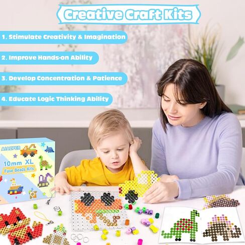 طقم حبات الصمامات مقاس 10 مم للأطفال - ألوان مختلطة فتيل فتيل مركبة مع Pegboard ، وأوراق الكي والملحقات ، والخرز الحديد XL للحرف ، والفنون وحرف DIY للألعاب للأطفال. in Kuwait