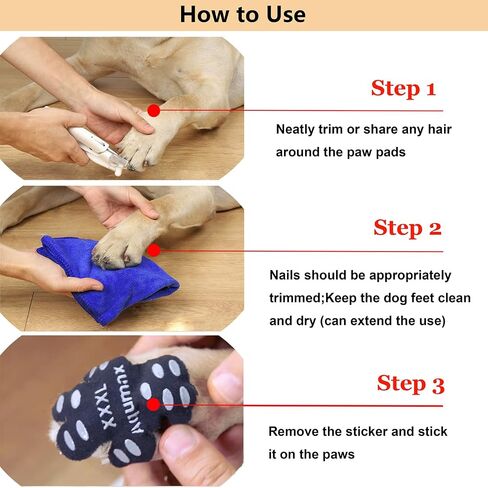 Dog Paw Protector Anti-Slip Pads,Toe Grips for Senior Dogs,Paw Grips Traction Pads for Slippery Hardwood Floors,Essentials for Senior Dogs,12 Sets (48 pcs) XL Black in Saudi Arabia