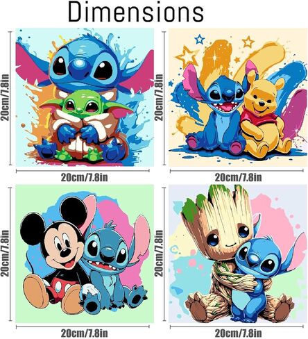 4 PS Paint by Numbers for Kids with Framed Canvas ، Cartoon Paint by Numbers for Kids تتراوح أعمارهم بين 8 و 12 عامًا مع حامل خشبي ، وأطقم الطلاء الاكريليك السهلة لديكور الجدار المنزلي 8 × 8 بوصة in Saudi Arabia