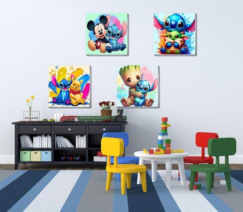 4 PS Paint by Numbers for Kids with Framed Canvas ، Cartoon Paint by Numbers for Kids تتراوح أعمارهم بين 8 و 12 عامًا مع حامل خشبي ، وأطقم الطلاء الاكريليك السهلة لديكور الجدار المنزلي 8 × 8 بوصة in Saudi Arabia