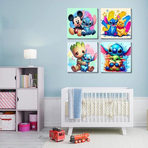 4 PS Paint by Numbers for Kids with Framed Canvas ، Cartoon Paint by Numbers for Kids تتراوح أعمارهم بين 8 و 12 عامًا مع حامل خشبي ، وأطقم الطلاء الاكريليك السهلة لديكور الجدار المنزلي 8 × 8 بوصة in Saudi Arabia