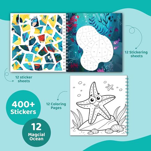 jackinthebox Sticker/Paint by Number babyanimal book craft for kids Ages 8+ in Kuwait