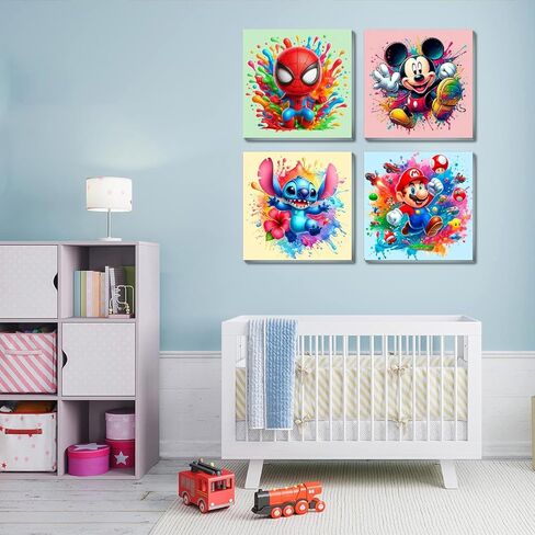 Fuinkqe 4 Packs Cartoon Paint by Numbers Kits for Kids Framed,Paint by Numbers for Girls Ages 8-12 with Framed Canvas and Wooden Easel,Paint by Numbers for Kids with Nice Boxs for Gifts 8X8 Inch in Saudi Arabia