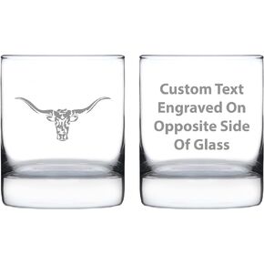 Longhorn Whiskey Rocks Glass - Western Themed Farm Decor and Gifts for Texan Ranchers - 10.25 Oz Glasses in Saudi Arabia