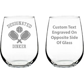 Designated Dinker - Stemless Wine Glass - Funny Pickleball Themed Decor and Gifts - Large 17 Oz Glasses in Saudi Arabia
