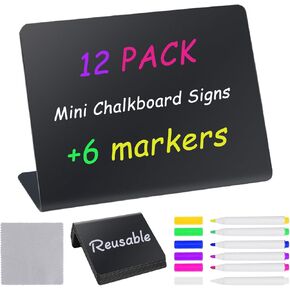 12PCS Mini Chalkboard Signs, 4"x3" Food Labels for Party Buffet, Reusable Table Sign Chalk Board for Weddings, Birthday Parties, Message Board Signs and Event Decoration in Saudi Arabia