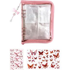 CPOP CARD BINDER ، وضع حامل بطاقة تداول قابل للتحصيل 240 بطاقة مع قطعة واحدة من السلسلة الزخرفية ، 4 أنواع من ملصقات الفراشة وملصقات الماس ، 4 جيب لبطاقات لعبة TCG in Saudi Arabia