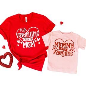 My Valentine Calls Me Mom Mommy and Me Matching Outfits for Valentines Day, Cute Mommy and Me Valentine Shirts, Matching Valentines Outfits Mom Daughter, Mother Son and Baby. Multicolor in Saudi Arabia