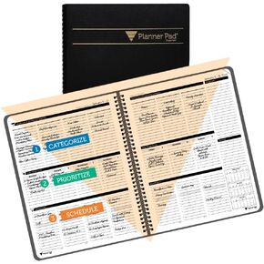 Planner Pad Spiral Bound 3-Tier Downnel Down Down 12 Monts منظم ، أكتوبر 2025-سبتمبر 2026 ، غلاف رمادي أخضر/حبر أخضر ناعم ، 8 1/2 "× 11" in Kuwait