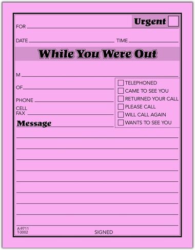 Adams 248963 While You Were Out Message Pads 4.25-Inch x 5.5-Inch Pink 50 Sheets/Pad in Saudi Arabia
