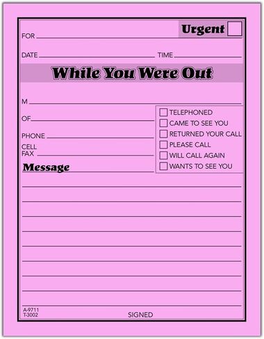 Adams 248963 While You Were Out Message Pads 4.25-Inch x 5.5-Inch Pink 50 Sheets/Pad in Saudi Arabia