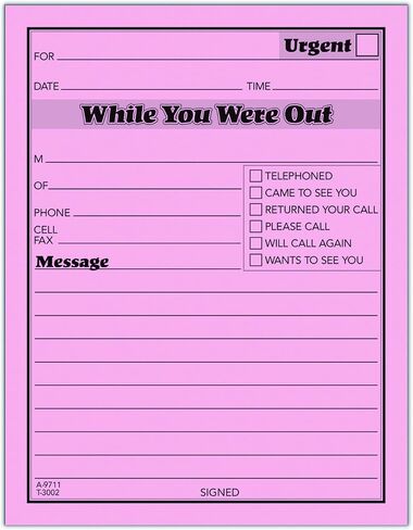 Adams 248963 While You Were Out Message Pads 4.25-Inch x 5.5-Inch Pink 50 Sheets/Pad in Saudi Arabia