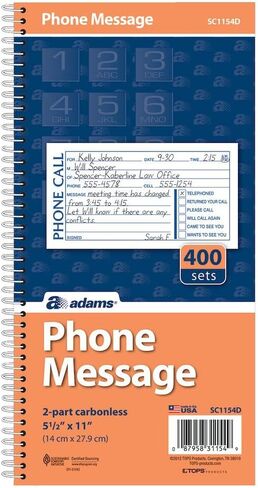 Adams Phone Message Book, Carbonless Duplicate, 5.50 x 11 Inch (SC1154D) in Saudi Arabia