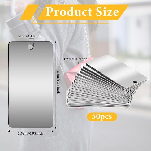 50 Pack Metal Engraving Blanks Stainless Steel Rectangle Blank Tags Metal Stamping Blanks Metal Tags, 1 Inch x 2 Inch in Saudi Arabia