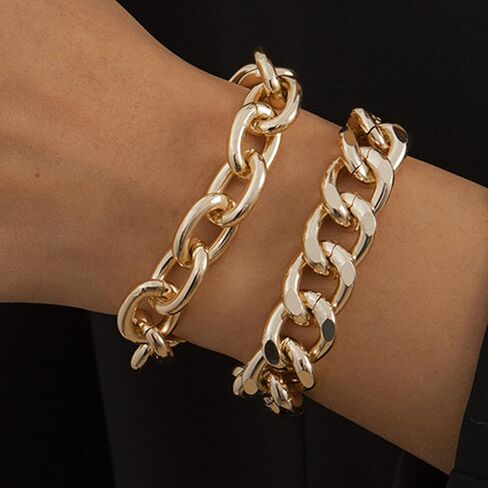 Chunky Gold Bracelet Gold Bracelet Stack Layered Chunky Large Paperclip Chain Bracelets Statement Jewelry Gifts Trendy Stuff in Saudi Arabia
