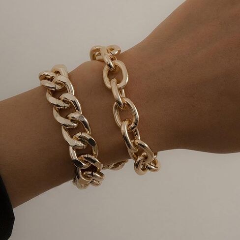 Chunky Gold Bracelet Gold Bracelet Stack Layered Chunky Large Paperclip Chain Bracelets Statement Jewelry Gifts Trendy Stuff in Saudi Arabia