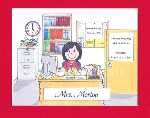 Assistant Principal Gift Personalized Custom Cartoon Print 8x10, 9x12 Magnet or Keychain in Saudi Arabia