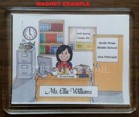 Assistant Principal Gift Personalized Custom Cartoon Print 8x10, 9x12 Magnet or Keychain in Saudi Arabia