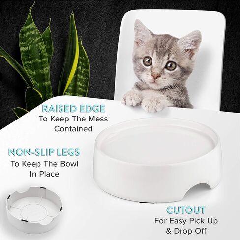 CatGuru Food Table for Cat Bowl, Non Slip Pet Feeding Station for Cat Food Bowls, Raised Stand for Food and Water Cats Bowls, Elevated Pet Feeder, Stress Free Pet Dish Stand (Marshnallow) in Kuwait