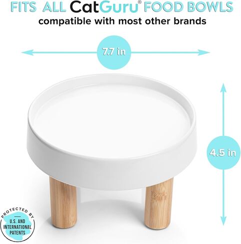 CatGuru Food Table for Cat Bowl, Non Slip Pet Feeding Station for Cat Food Bowls, Raised Stand for Food and Water Cats Bowls, Elevated Pet Feeder, Stress Free Pet Dish Stand (Marshnallow) in Kuwait