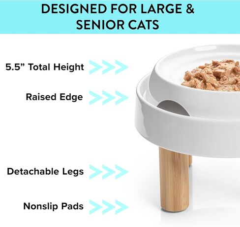 CatGuru Food Table for Cat Bowl, Non Slip Pet Feeding Station for Cat Food Bowls, Raised Stand for Food and Water Cats Bowls, Elevated Pet Feeder, Stress Free Pet Dish Stand (Marshnallow) in Kuwait