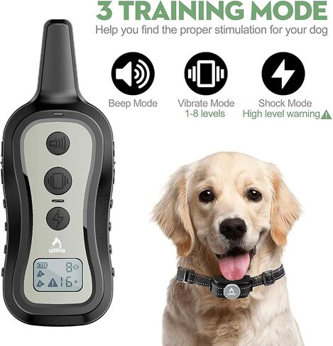 PATPET Dog Training Collar Shock Collar with Remote - 3 Training Modes, Beep, Vibration and Shock, Up to 1000 ft Remote Range, Rainproof for Small Medium Large Dogs in Saudi Arabia