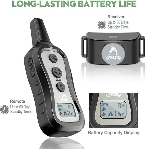 PATPET Dog Training Collar Shock Collar with Remote - 3 Training Modes, Beep, Vibration and Shock, Up to 1000 ft Remote Range, Rainproof for Small Medium Large Dogs in Saudi Arabia