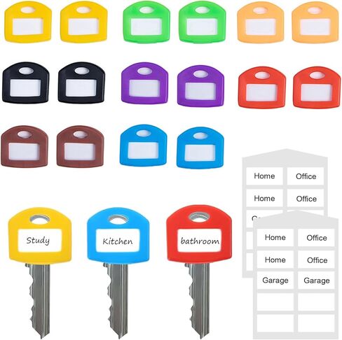 16 Pcs Colored Silicone Key Covers Caps Set with Blank Printed Label,Key Tags Color Identifiers for House Keys, Fit Key Protectors for Easy Organization in Saudi Arabia