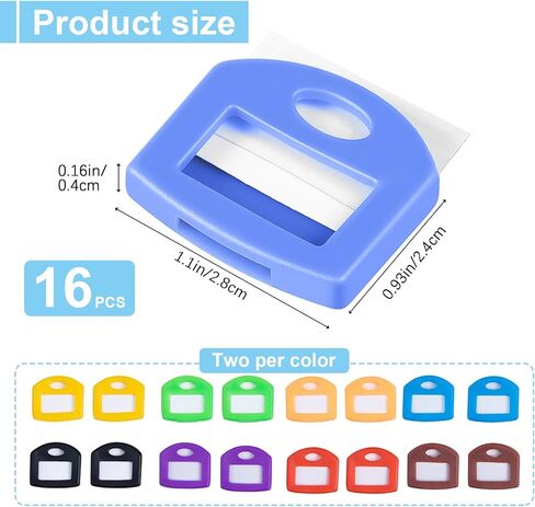 16 Pcs Colored Silicone Key Covers Caps Set with Blank Printed Label,Key Tags Color Identifiers for House Keys, Fit Key Protectors for Easy Organization in Saudi Arabia