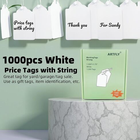 1000pcs علامات الأسعار قبل المزيفة مع سلسلة وعلامات الورق الأبيض لبيع المرآب بيع المجوهرات ملابس البيع بالتجزئة ، 1.75 × 1.093 بوصة in Kuwait