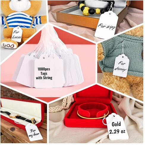 1000pcs علامات الأسعار قبل المزيفة مع سلسلة وعلامات الورق الأبيض لبيع المرآب بيع المجوهرات ملابس البيع بالتجزئة ، 1.75 × 1.093 بوصة in Kuwait