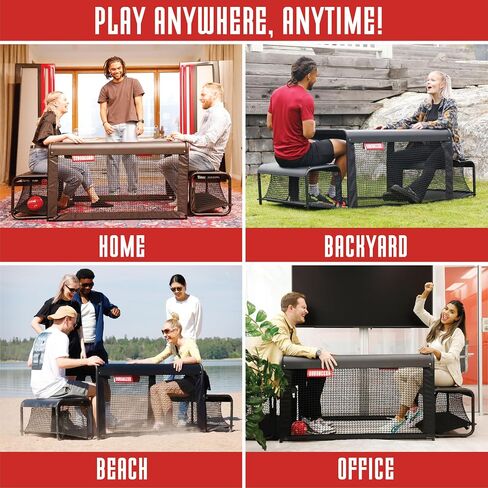 S3 Portable Bench Soccer Game Sturdy Indoor Outdoor Table Soccer مجموعة مع مقاعد وكرة وحزمة تجميع سهلة وتصميم GO للشاطئ أو المنزل أو المكتب أو الفناء الخلفي ، والمرح لجميع الأعمار in Kuwait