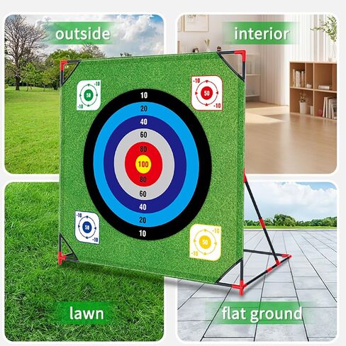 Golf Chipping Game with Stand - 4 in 1 Golf Target Battle Game with Sticky Balls, Soccer Goals Games, Axe Throwing, Bean Bag Tossing - Fun Outdoor Backyard Games for Chipping Practice in Saudi Arabia