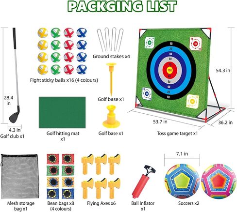 Golf Chipping Game with Stand - 4 in 1 Golf Target Battle Game with Sticky Balls, Soccer Goals Games, Axe Throwing, Bean Bag Tossing - Fun Outdoor Backyard Games for Chipping Practice in Saudi Arabia