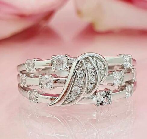 رائع 1 CT Round Round Diamond Wings Wings خاتم الزفاف-مذهلة 14K أبيض الذهب المطلي الفضة الجنيه-الذكرى اليدوية والقابلة للتخصيص أو اقتراح هدية لها in Saudi Arabia