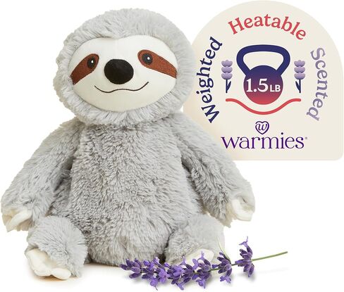 Warmies Gray Sloth Heatable and Coolable Weighted Stuffed Animal Plush - Comforting Lavender Aromatherapy Animal Toys - Relaxing Weighted Stuffed Animals for Anxiety in Saudi Arabia