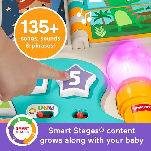 لعبة Fisher-Price Baby & Toddler Toy Laugh & Learn 4-in-1 Table & Art Easel مع الموسيقى التعليمية لأعمار 6 أشهر ، نسخة متعددة اللغات in Saudi Arabia