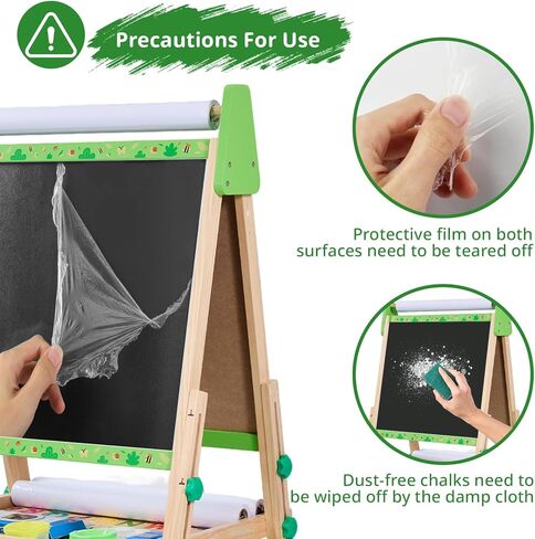 Art Easel for Kids تتراوح أعمارهم بين 2-4 4-8 ، طفل صغير مع 3 لفائف ورقية ولوحة بيضاء مغناطيسية وأطفال من الفنون الخشبية القابلة للتعديل مع الأطفال الصغار 2،3،4،5،6،7،8،9،10 سنة الأولاد والبنات ، الأخضر in Kuwait