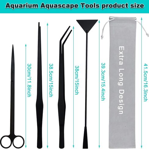 أدوات أدوات Aquarium Aquascape ، أدوات مطوية مائية مصنوعة من الفولاذ المقاوم المقاوم للصدأ ، 4 في 1 أداة مضادة للملفات السوداء المقطوع. in Saudi Arabia