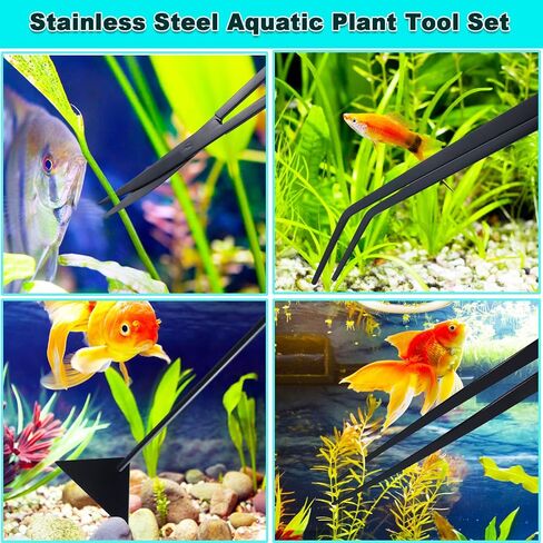 أدوات أدوات Aquarium Aquascape ، أدوات مطوية مائية مصنوعة من الفولاذ المقاوم المقاوم للصدأ ، 4 في 1 أداة مضادة للملفات السوداء المقطوع. in Saudi Arabia